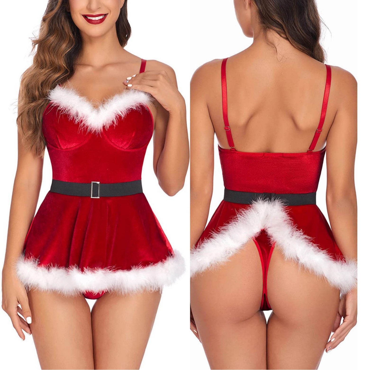 Waders - Sexy Nachthemd für Damen, Weihnachtsmann, Cosplay-Kostüm,