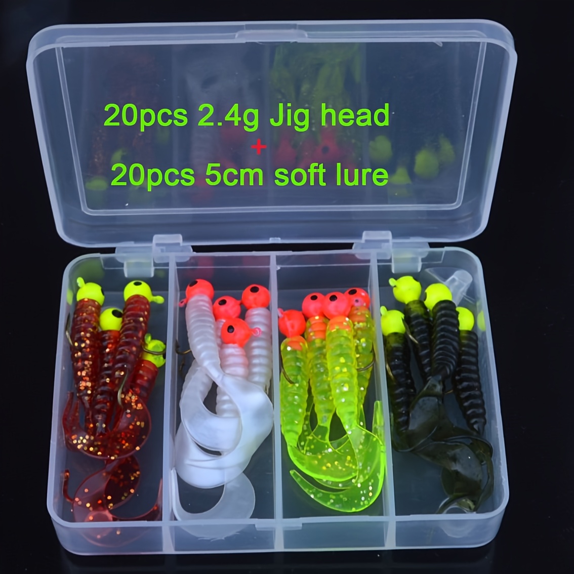 Jig Head Lure - 40-teiliges Angelköder-Set: 20 Stück Metall-Jigkopf-Angelhaken +