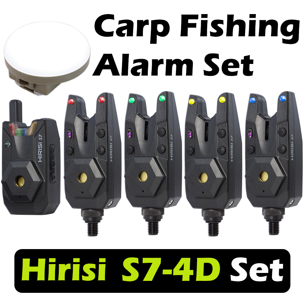 Bite Alarm Fishing - Hirisi S7-4D Kabelloses Karpfenangel-Bissalarm-Set Wasserdichter Bissanzeiger
